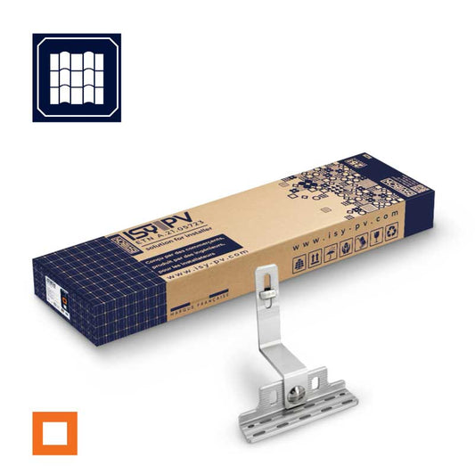 Kit de Fixation réglable pour 4 panneaux – Tuiles mécaniques – Carré ORANGE – ISY‑BOX